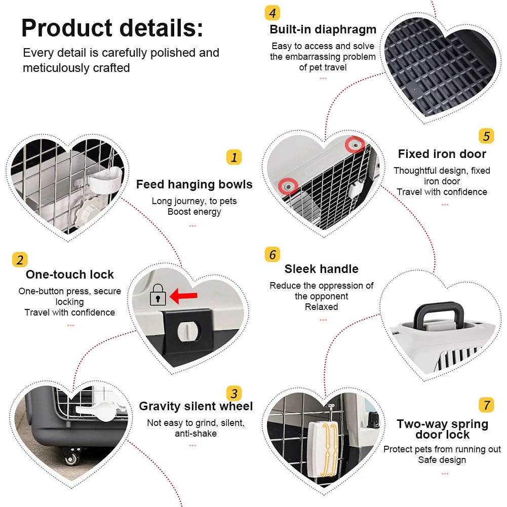 Pet Air Carrier Portable Cage for Dogs Cats International Shipping Special Box Big Dogs Crate Plastic Pet Carrier Flight Carrier