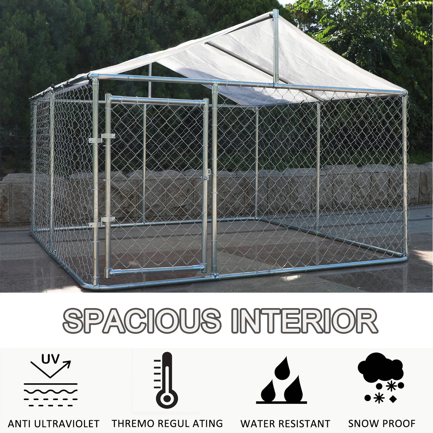 7.5x7.5 ft Heavy Duty Outdoor Dog Kennel Shade Playpen Pet Dog Run Enclosure for Home & Garden