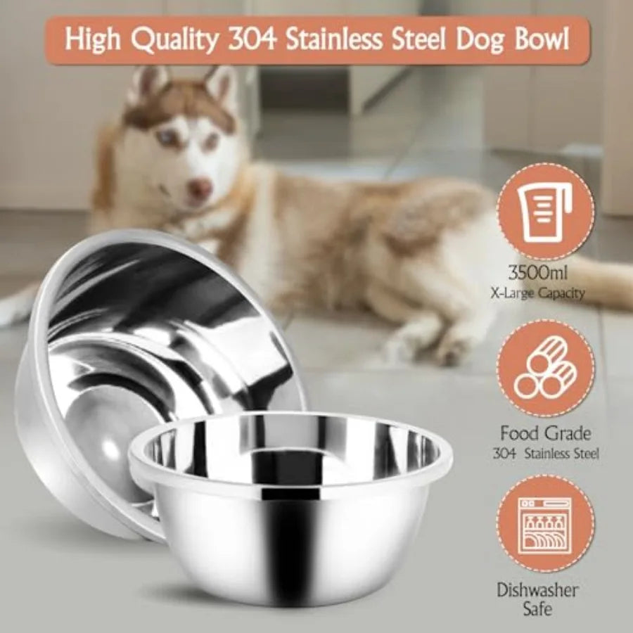 Elevated Dog Bowls for Large Dogs Raised Dog Bowl Stand with Two X-Large Stainless Steel Bowls for Dogs 3.5L Capacity