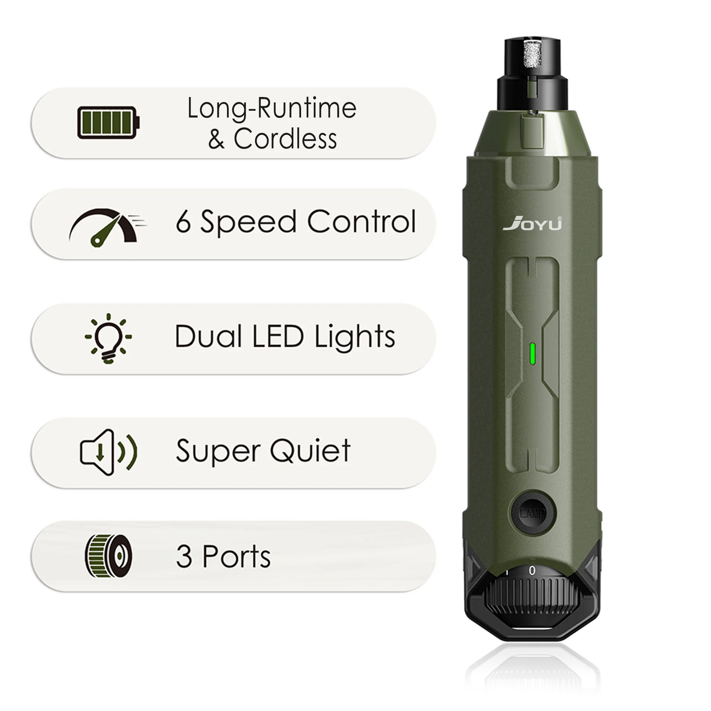 6-Speed Dog Nail Grinder Enhanced Pet Nail Grinder Super Quiet Rechargeable Electric Dog Nail Trimmer Painless paws grooming