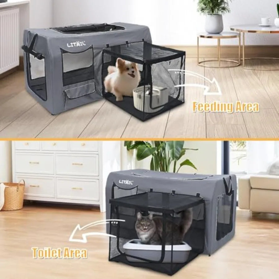 Extra Large Dog Crate for Multi-Cat Families, Pet Carrier for Multi-Cat Families and Small Dog Owners, Puppies, Rabbits, 39 Inc