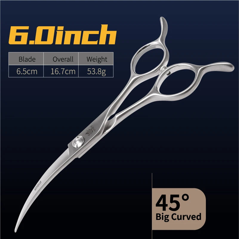 Fenice Big Super Curved Scissors 45° 6/6.5/7/7.5inch Pet Dog Grooming Scissors Pets Hair Curved Shears ножницы tijeras tesoura
