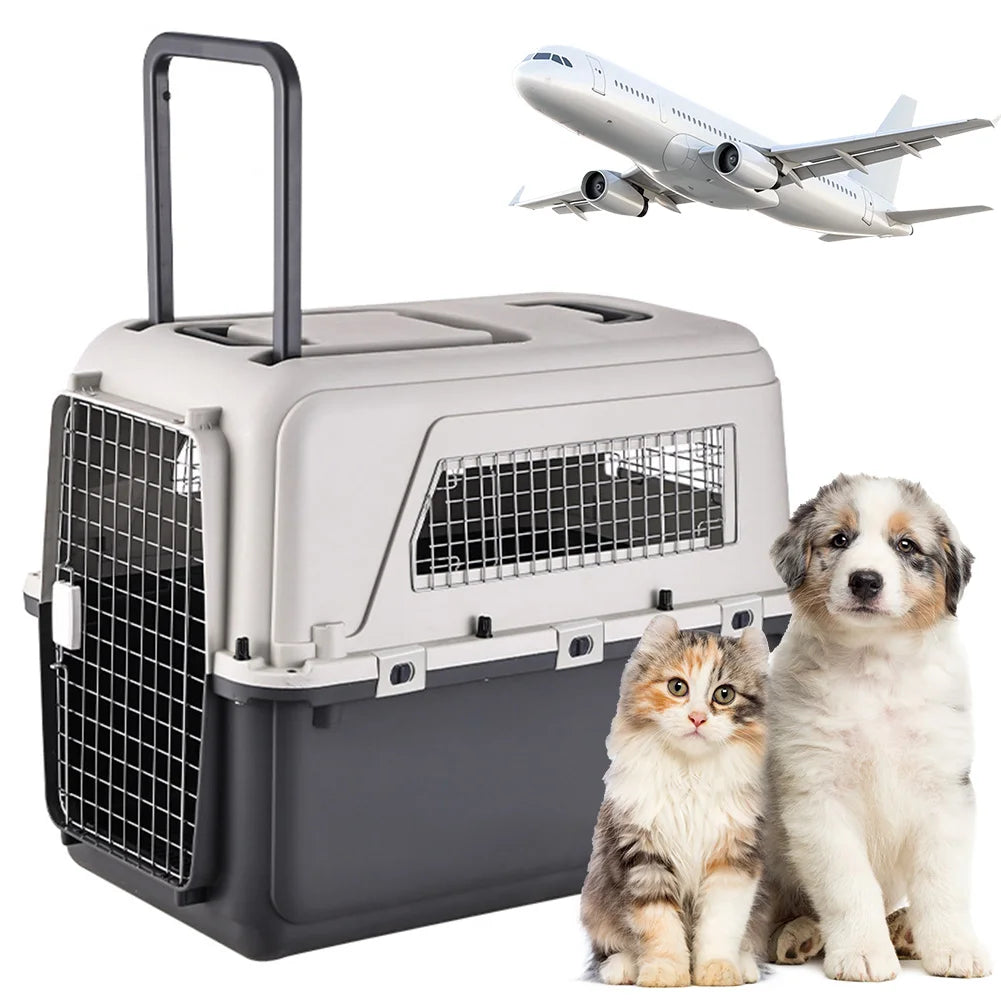 Pet Air Carrier Portable Cage for Dogs Cats International Shipping Special Box Big Dogs Crate Plastic Pet Carrier Flight Carrier