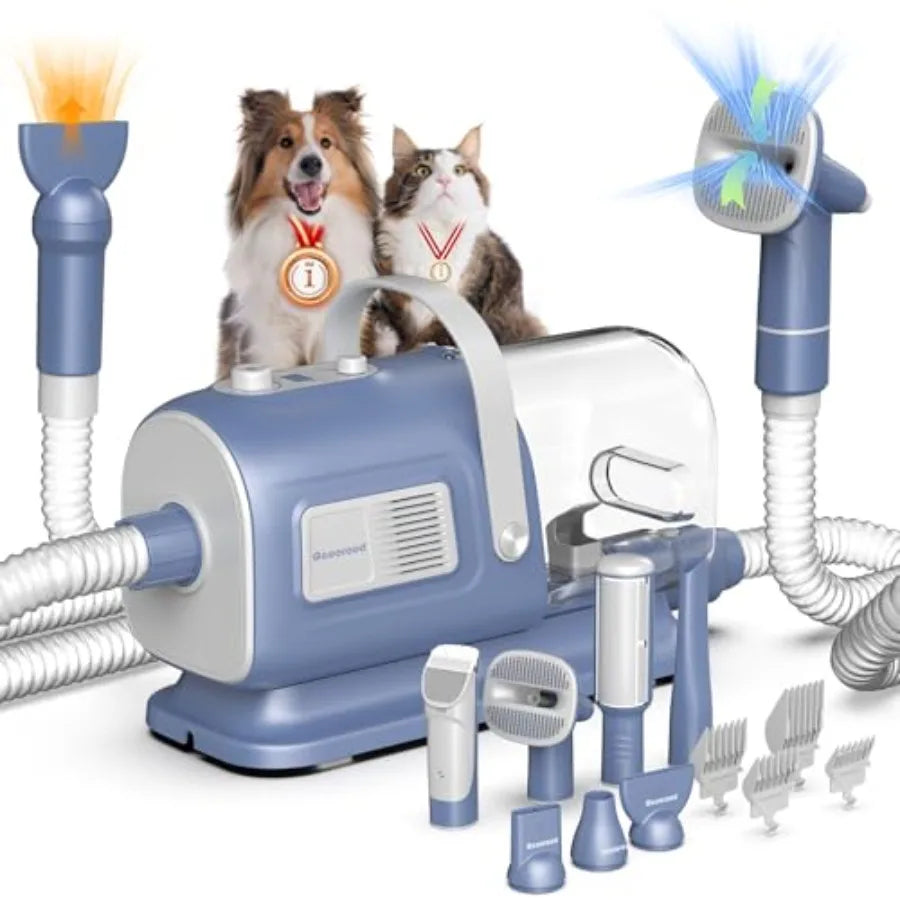 Dog Grooming Vacuum and Dryer Kit Blower for Pet Vacuum Grooming 7 in 1 with Clippers for Dogs Hair Shedding Brush Remover Tool