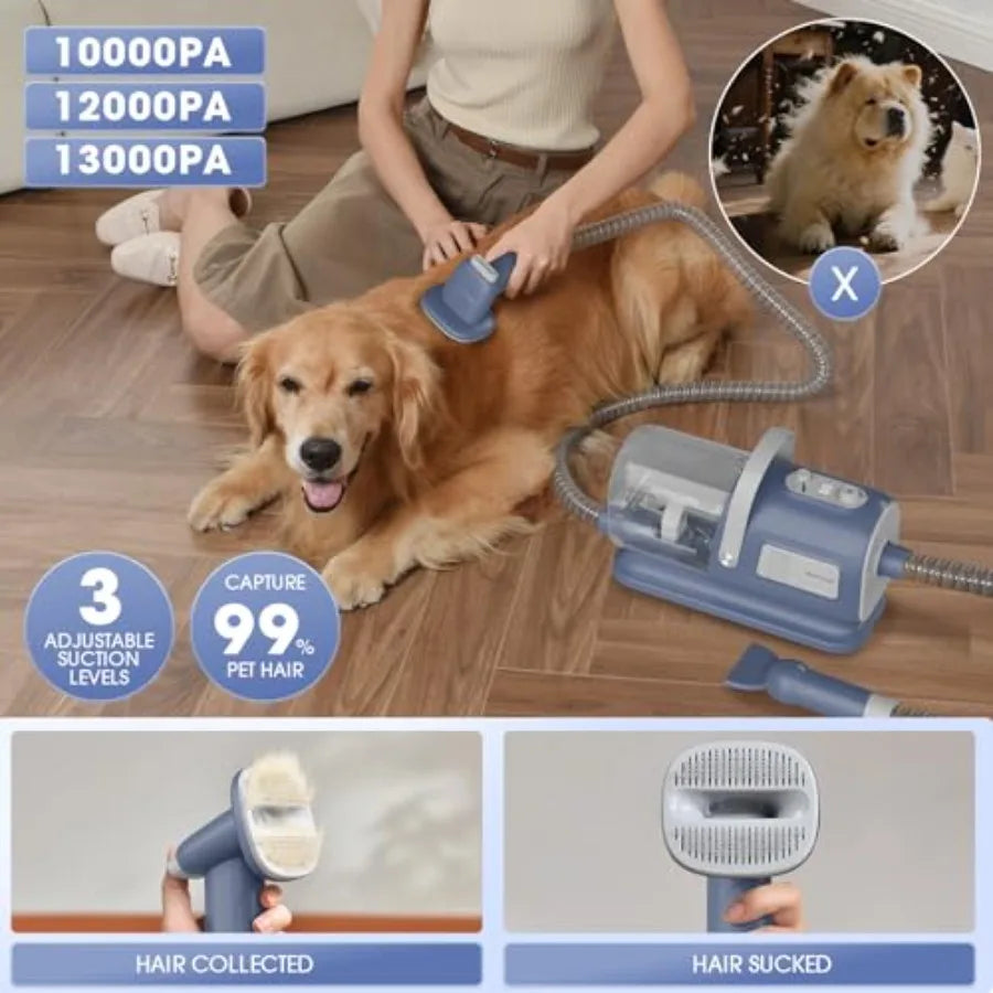 Dog Grooming Vacuum and Dryer Kit Blower for Pet Vacuum Grooming 7 in 1 with Clippers for Dogs Hair Shedding Brush Remover Tool