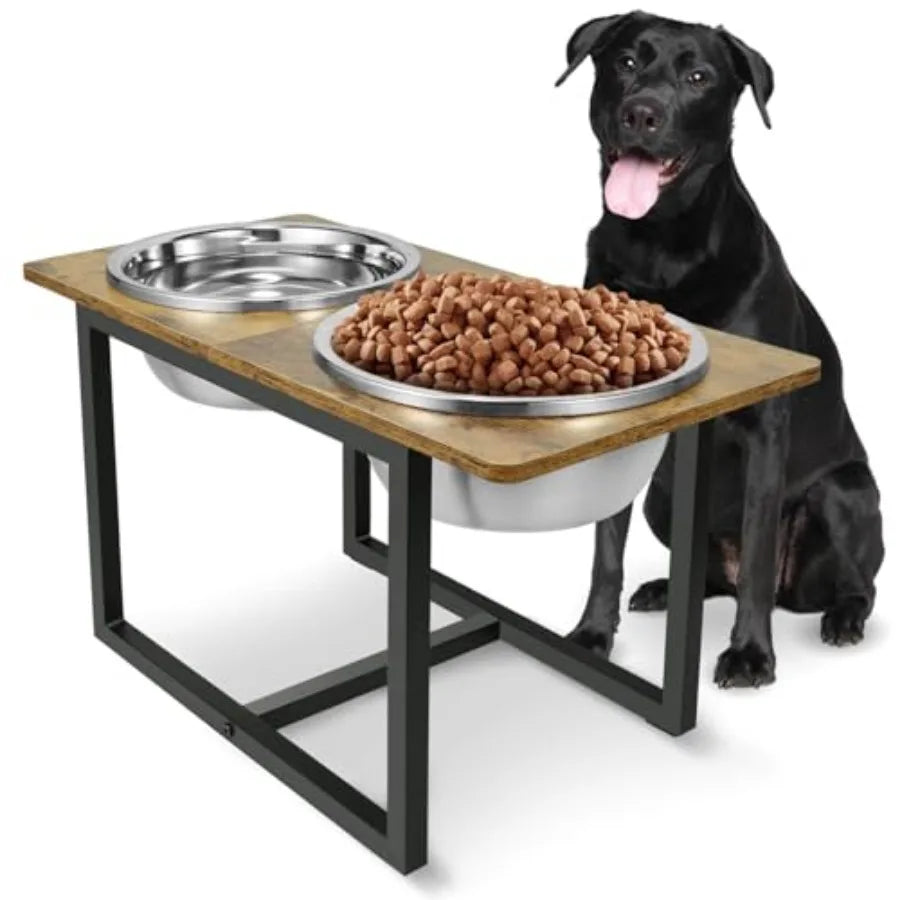 Elevated Dog Bowls for Large Dogs Raised Dog Bowl Stand with Two X-Large Stainless Steel Bowls for Dogs 3.5L Capacity