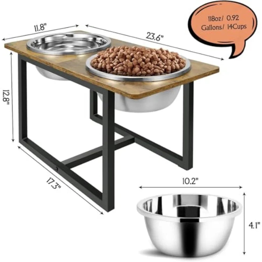 Elevated Dog Bowls for Large Dogs Raised Dog Bowl Stand with Two X-Large Stainless Steel Bowls for Dogs 3.5L Capacity