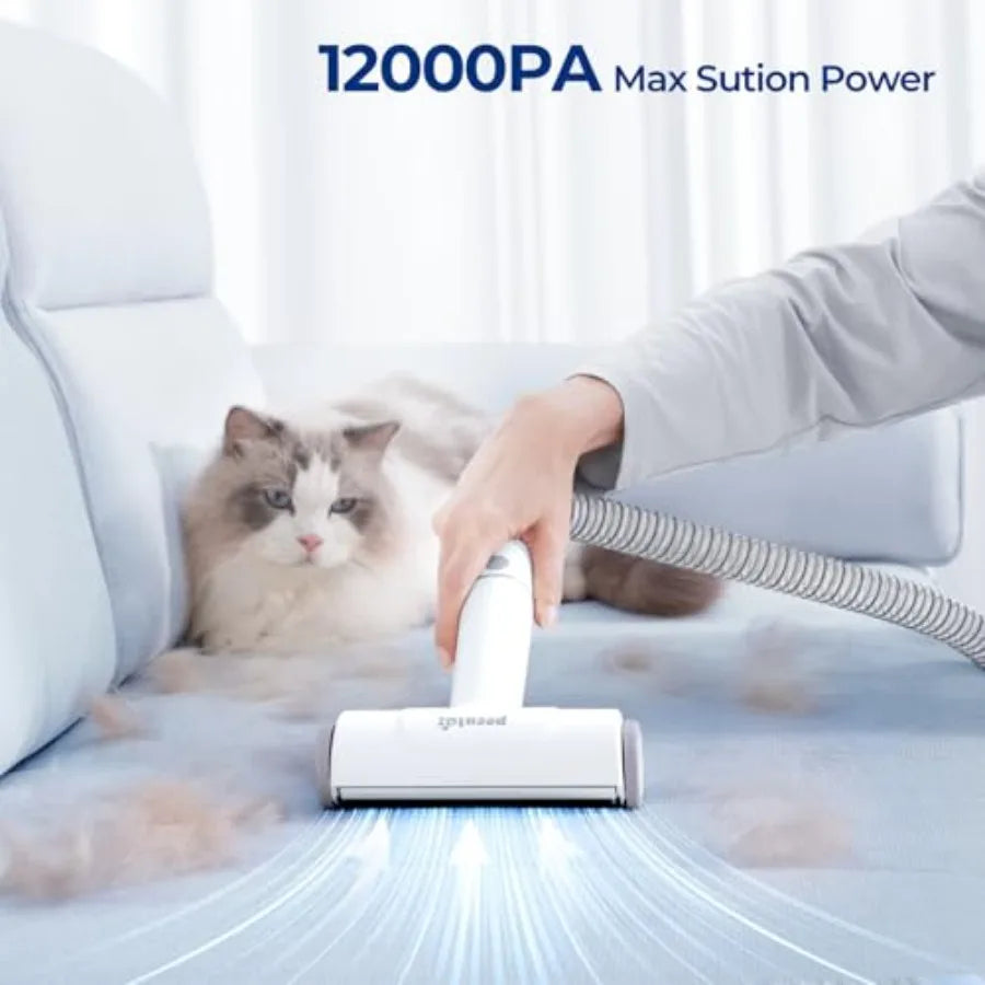 Dog Grooming Vacuum 4-in-1 Pet Grooming Kit with Clipper Brush 12000Pa Dog Vacuum for Shedding with 1.5L Dust Cup Storage Pocke