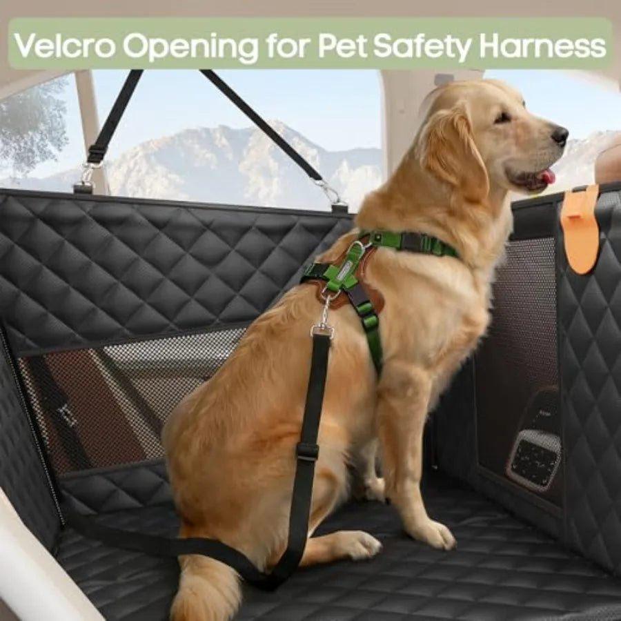 Dog Car Seat for Large Medium Dogs, Back Seat Extender for Pets with Hard Bottom, Strong Support Waterproof Dog Seat Cover with