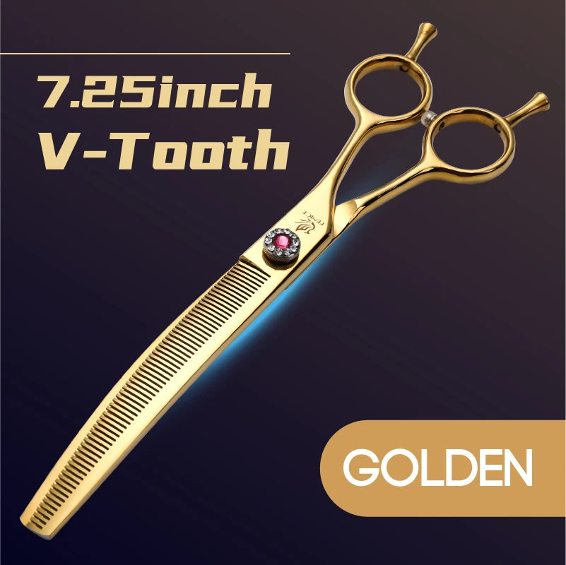 Fenice Professional JP440c 7 inch High quality Pet dog Grooming Scissors Curved thinning Shears Chunker Thinner Scissors