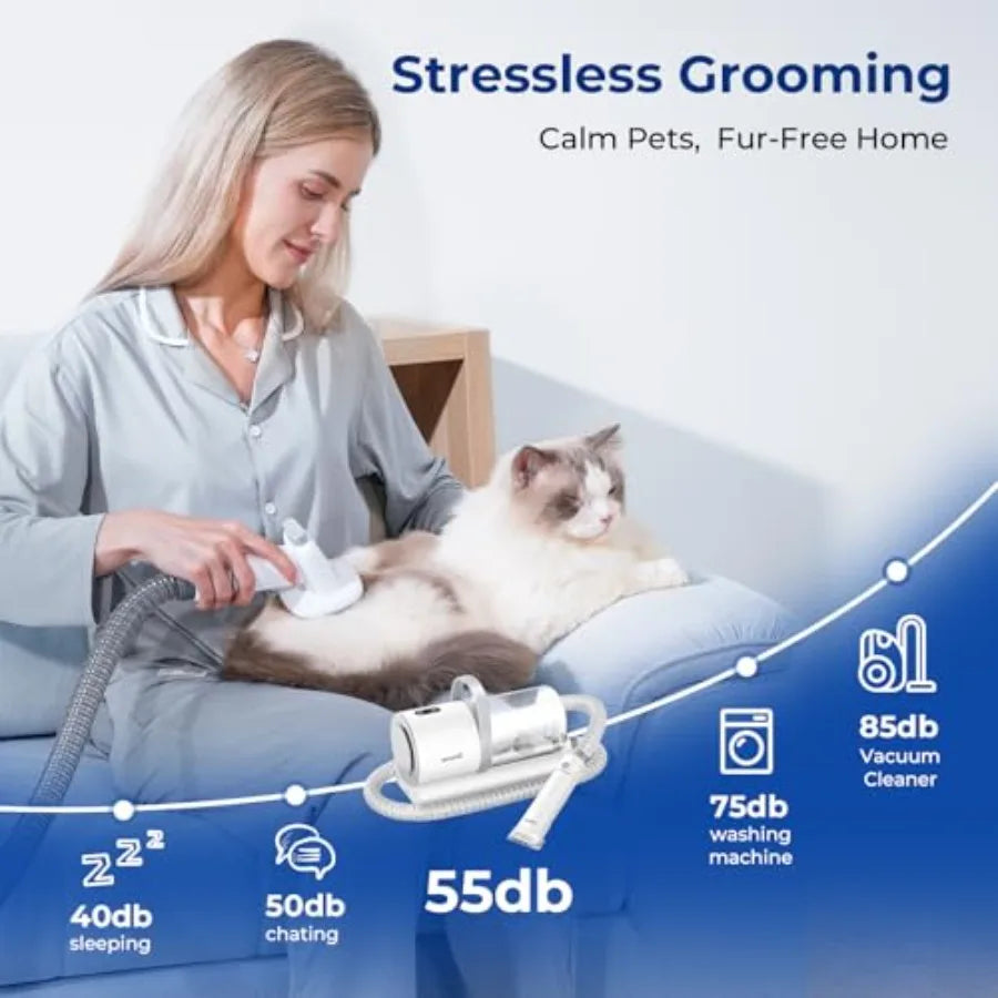 Dog Grooming Vacuum 4-in-1 Pet Grooming Kit with Clipper Brush 12000Pa Dog Vacuum for Shedding with 1.5L Dust Cup Storage Pocke