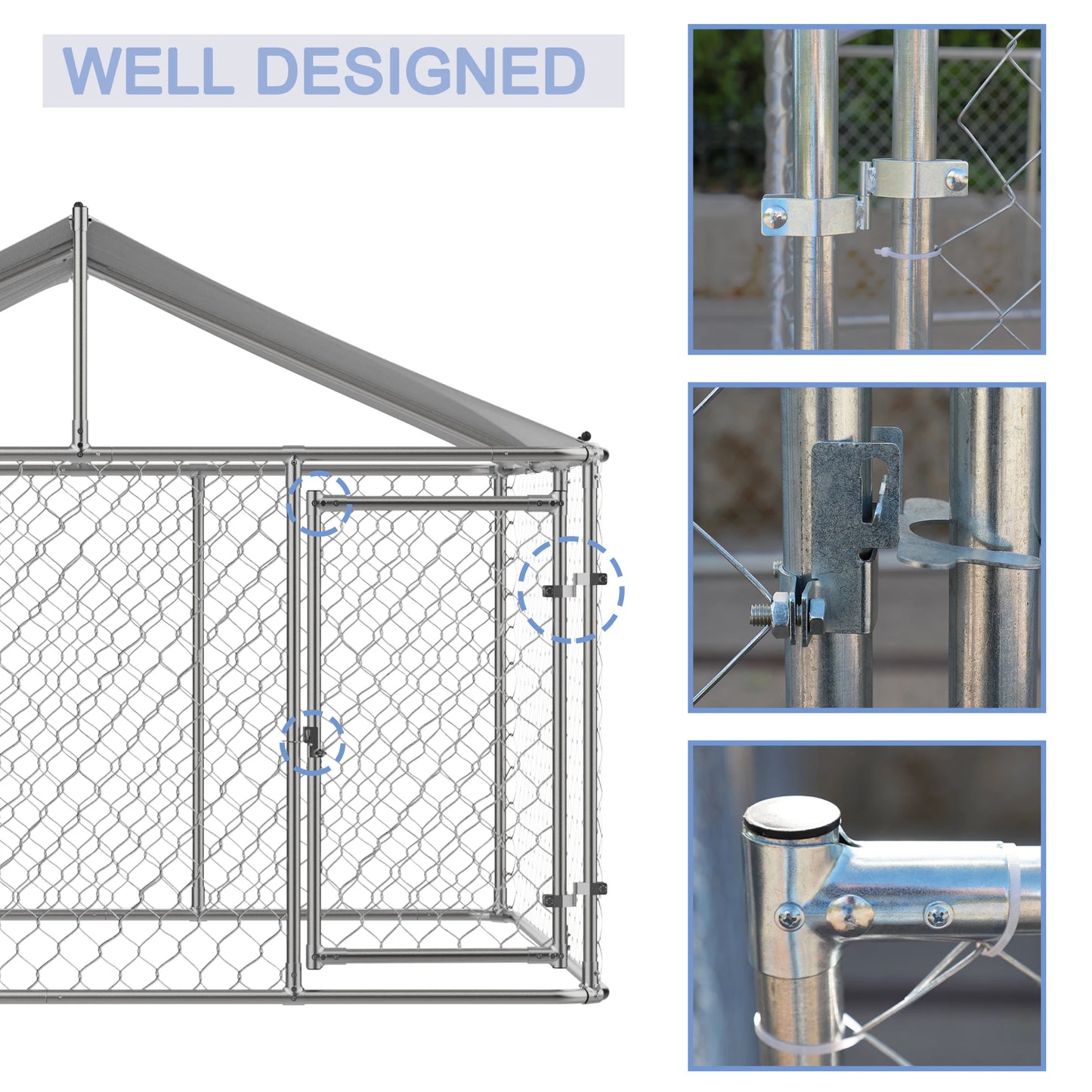 7.5x7.5 ft Heavy Duty Outdoor Dog Kennel Shade Playpen Pet Dog Run Enclosure for Home & Garden