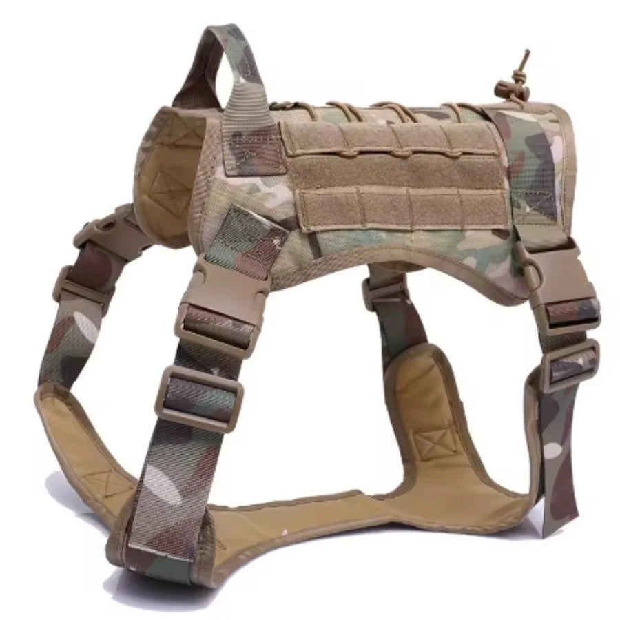 Tactical Dog Harness Leash Collar for Medium Large Dogs Military Pet Vest Adjustable Service Dog Harnesses For Training Walking