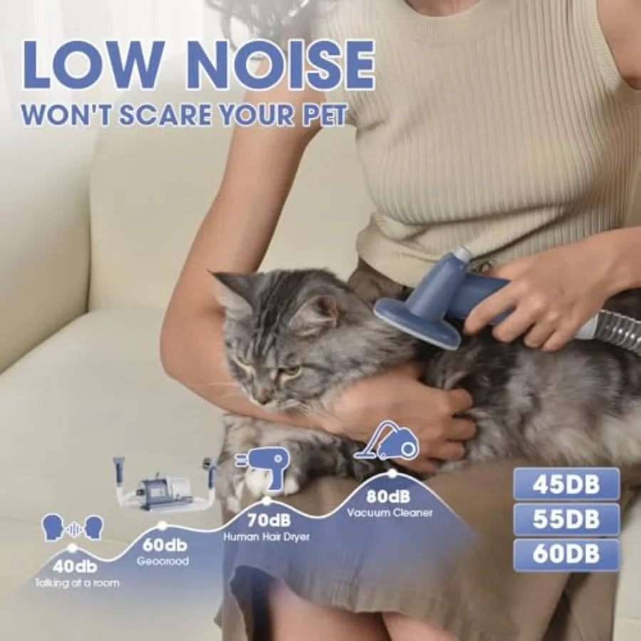 Dog Grooming Vacuum and Dryer Kit Blower for Pet Vacuum Grooming 7 in 1 with Clippers for Dogs Hair Shedding Brush Remover Tool