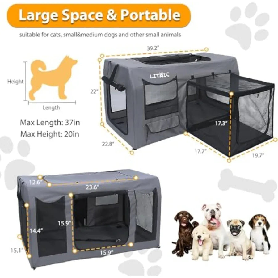 Extra Large Dog Crate for Multi-Cat Families, Pet Carrier for Multi-Cat Families and Small Dog Owners, Puppies, Rabbits, 39 Inc