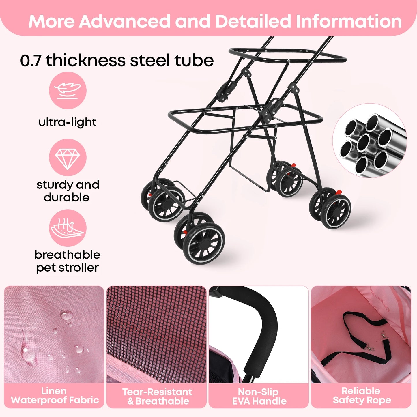 Double Pet Stroller for Dogs and Cats,Cat Strollers for 2 Cats,Double Dog Stroller for 2 Small Medium Dogs