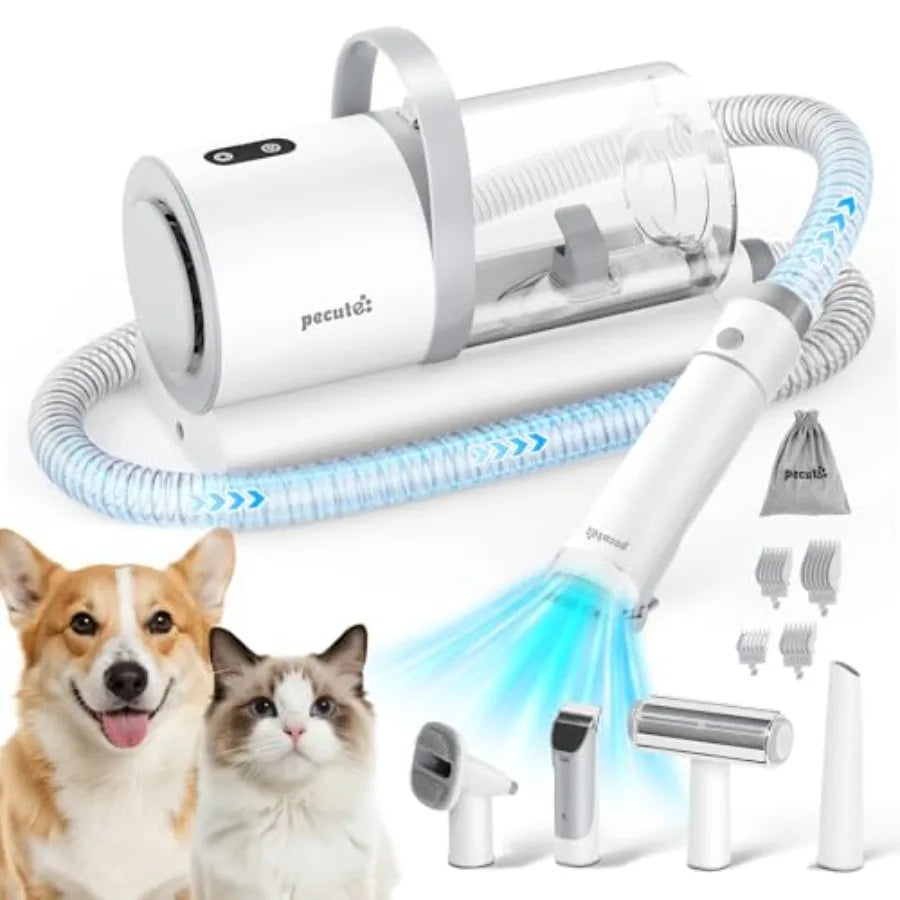 Dog Grooming Vacuum 4-in-1 Pet Grooming Kit with Clipper Brush 12000Pa Dog Vacuum for Shedding with 1.5L Dust Cup Storage Pocke