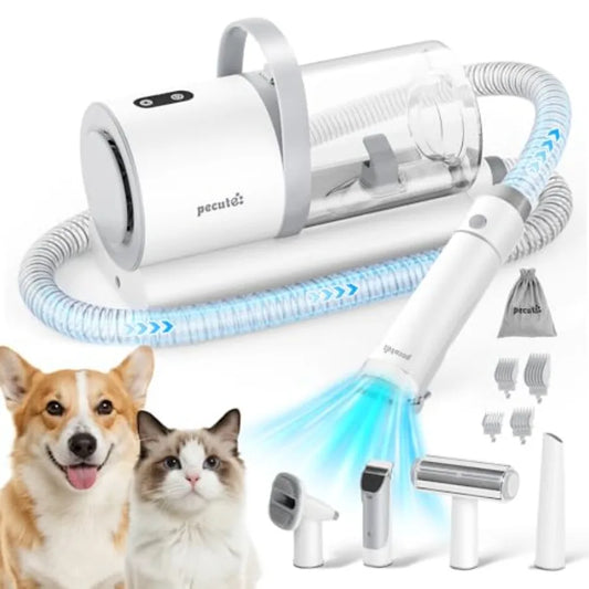 Dog Grooming Vacuum 4-in-1 Pet Grooming Kit with Clipper Brush 12000Pa Dog Vacuum for Shedding with 1.5L Dust Cup Storage Pocke