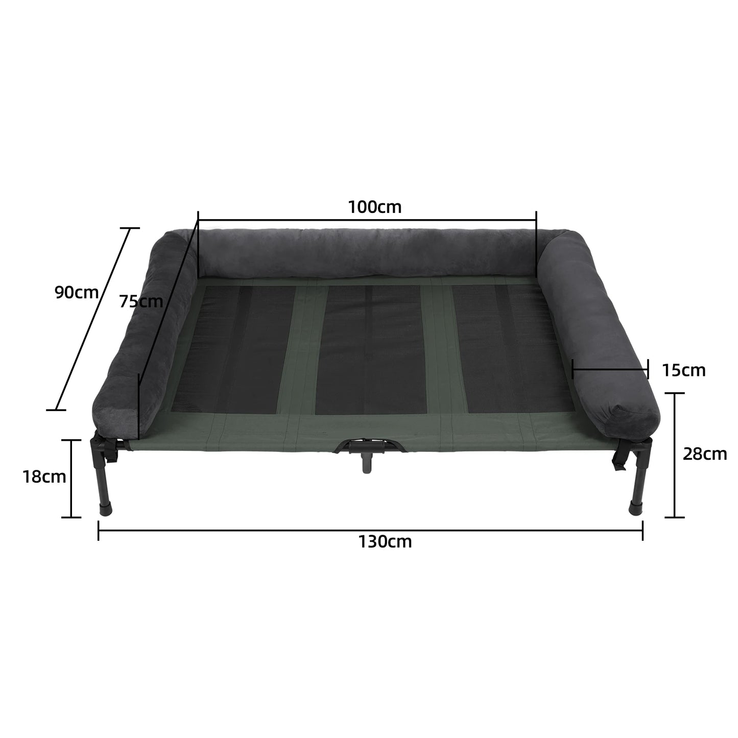 Dog Bed for Dogs and Cats Indoor Outdoor Elevated Pet Lounger Bed with Detachable Plush Bolster Cooling  Summer L XL 2XL