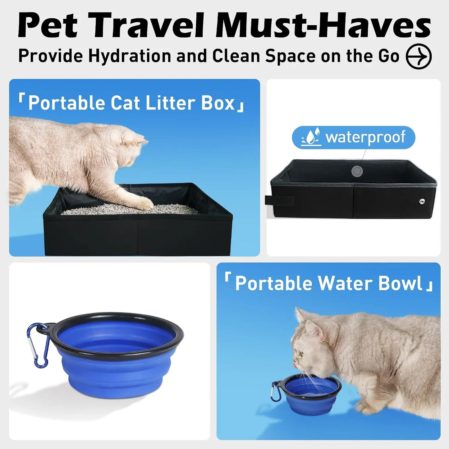 Large Cat Carrier 24x16.5x16.5in Soft-Sided Portable Pet Crate for Car Travel with Collapsible Litter Box & Bowl