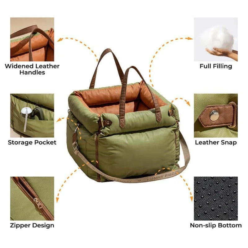 Foldable Travel Pet Car Seat Bed Comfortable Thickened Pet Sleeping Nest Anti Slip Fixed Design Durable Cat Dog Rest Bed For Vehicle Home Dual Use