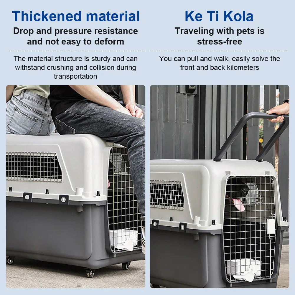 Pet Air Carrier Portable Cage for Dogs Cats International Shipping Special Box Big Dogs Crate Plastic Pet Carrier Flight Carrier