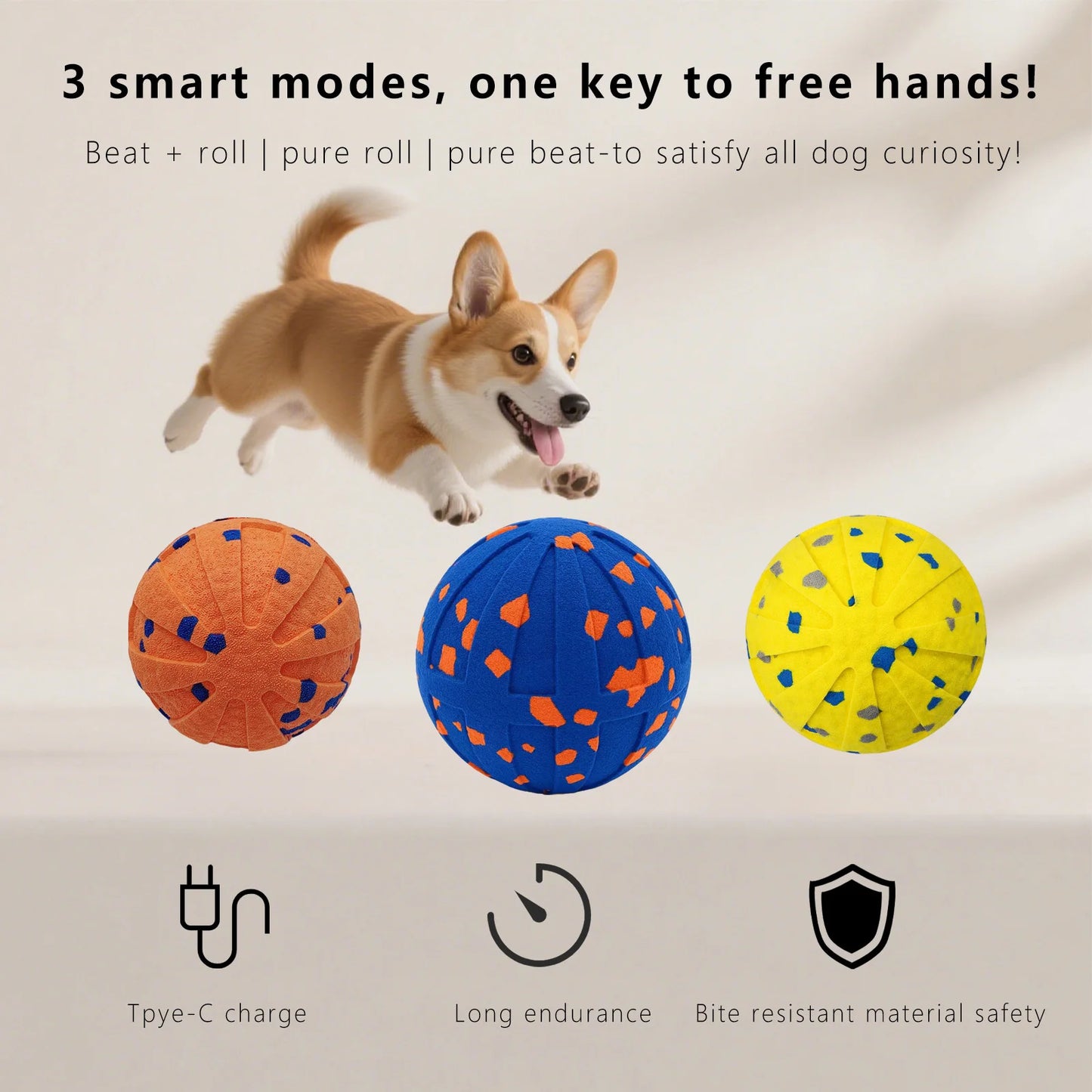 Pet Smart Interactive Ball Bouncing Ball For Dogs Electric Automatic Vibrating Popcorn Gravity Jumping Wear Resistant Foam Ball